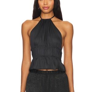 Lioness Black Halter Peplum Blouse